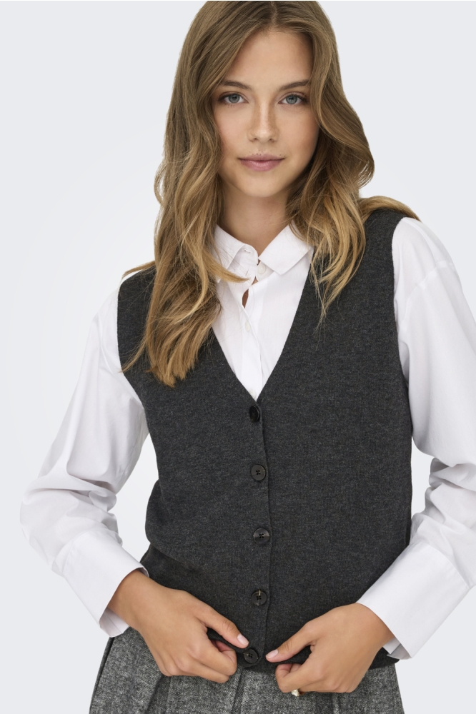 Only grijze dames gilet | Model vooraanzicht