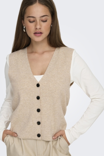 Only ONLBILLIE SL VEST CC KNT 15351107 PUMICE STONE/MELANGE