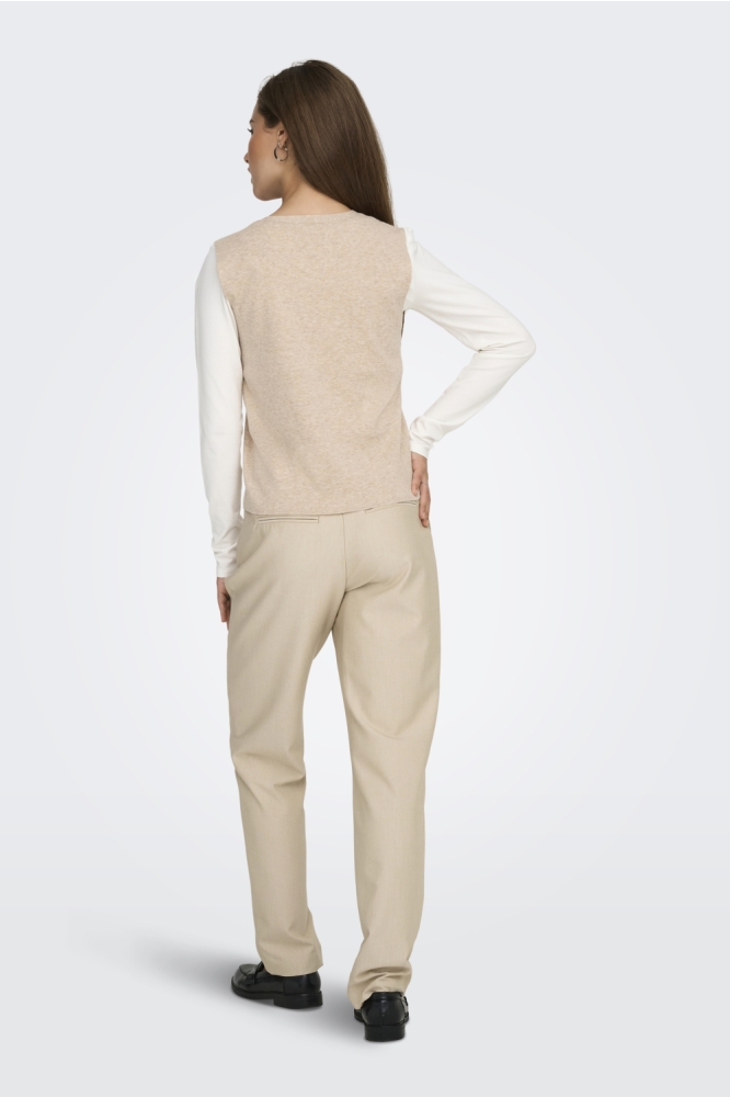 Only ecru dames gilet | Model achteraanzicht