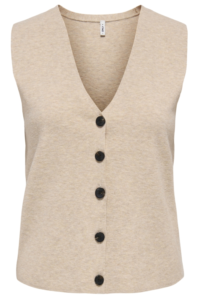 Only ecru dames gilet | Vooraanzicht