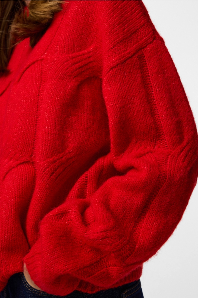 Pieces rode dames trui | Kleurstaal