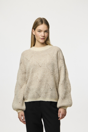 Pieces PCJENNA LS O-NECK KNIT NOOS BC 17147906 WHITECAP GRAY/GREIGE