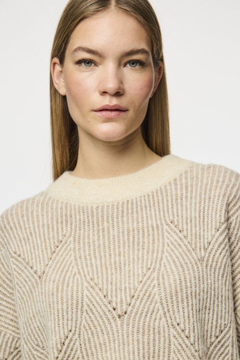 Pieces beige dames trui | Close up
