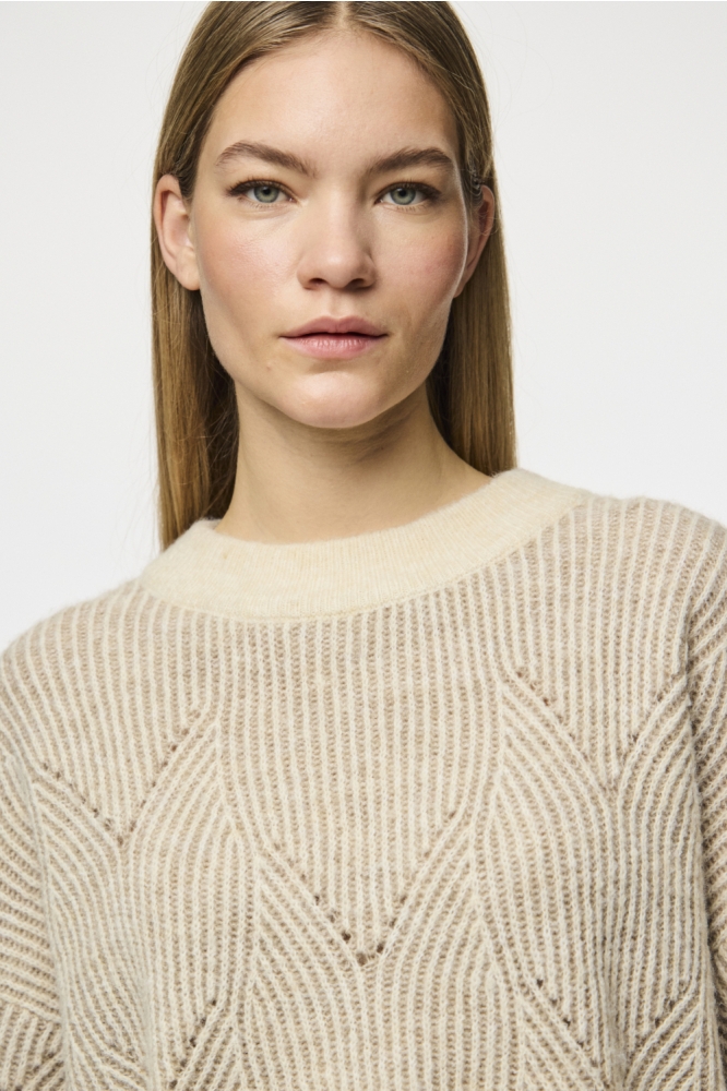 Pieces beige dames trui | Close up