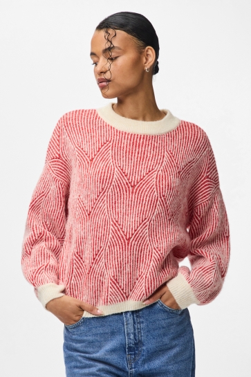 Pieces PCJENNA LS O-NECK KNIT NOOS BC 17147906 WHITECAP GRAY/GOJL BERRY