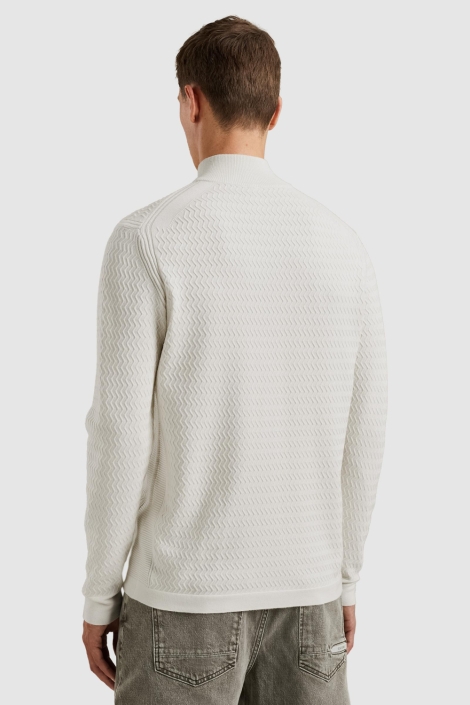 Cast Iron ecru heren trui | Model achteraanzicht