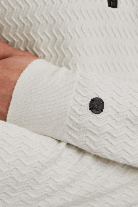 Cast Iron ecru heren trui | Close up