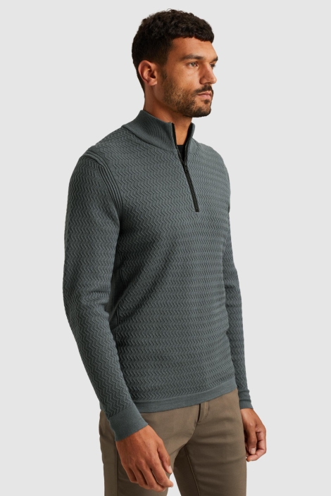 Cast Iron blauwe heren trui | Model zijaanzicht