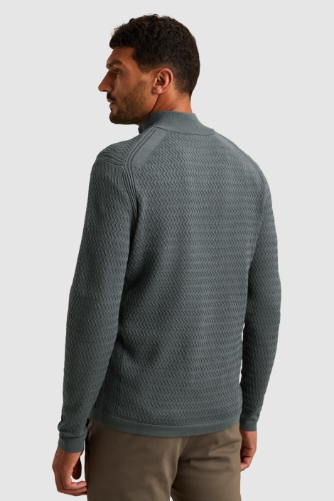 Cast Iron blauwe heren trui | Model achteraanzicht