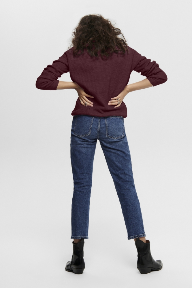 Only bordeaux dames trui | Model achteraanzicht