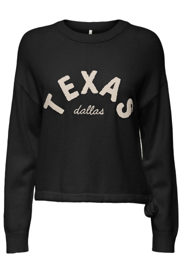 Only Trui ONLKATIA LS TEXT O-NECK CC KNT 15350684 BLACK/TEDDY EMBR