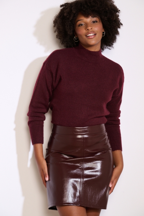 LolaLiza bordeaux dames trui | Model vooraanzicht