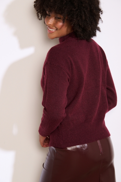 LolaLiza bordeaux dames trui | Model achteraanzicht