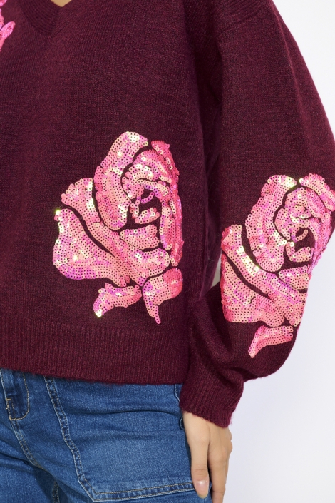 LolaLiza bordeaux dames trui | Kleurstaal