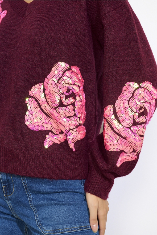 LolaLiza bordeaux dames trui | Kleurstaal