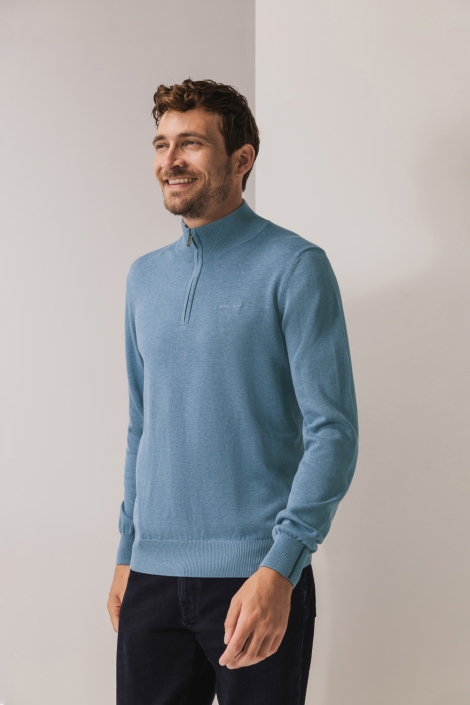 State of Art blauwe heren trui | Model vooraanzicht