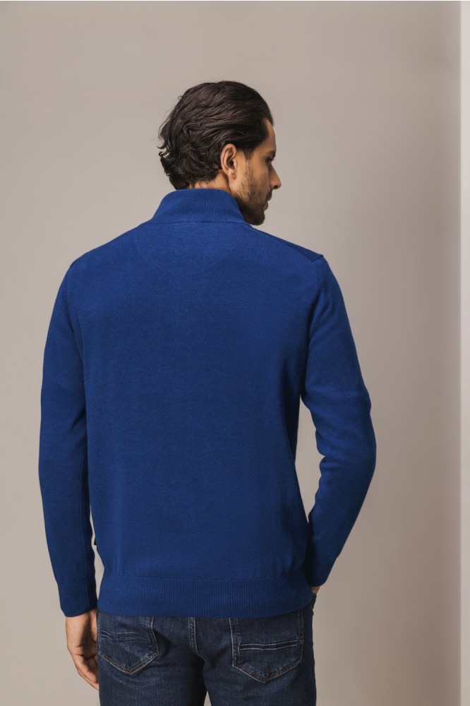 State of Art blauwe heren trui | Model achteraanzicht