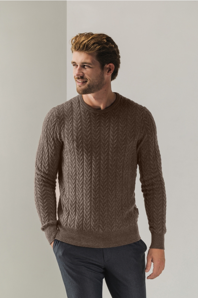 State of Art bruine heren trui | Model vooraanzicht