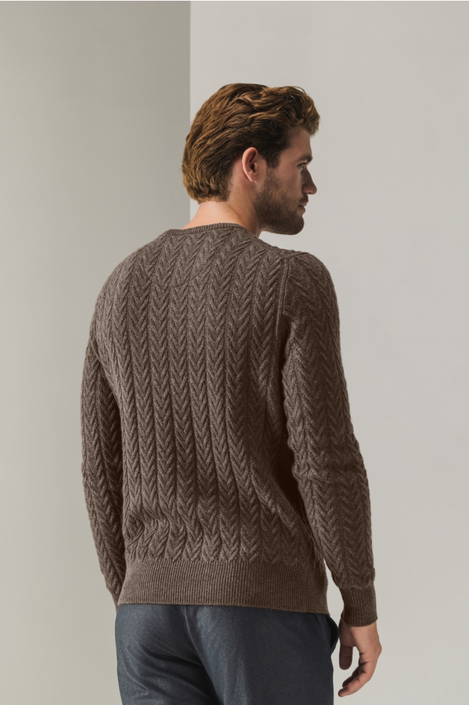 State of Art bruine heren trui | Model achteraanzicht