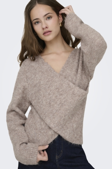 Only Trui ONLZAGGIE LIFE LS V-NECK REVERSIB E 15376349 Humus/Melange