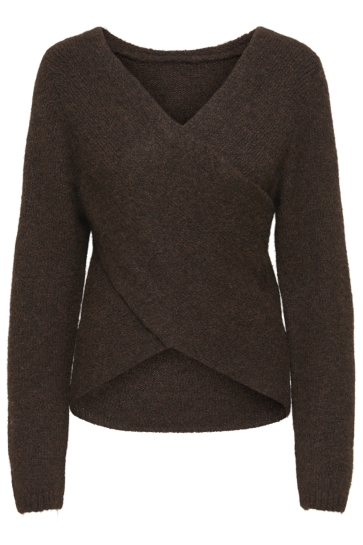 Only Trui ONLZAGGIE LIFE LS V-NECK REVERSIB E 15376349 Seal Brown