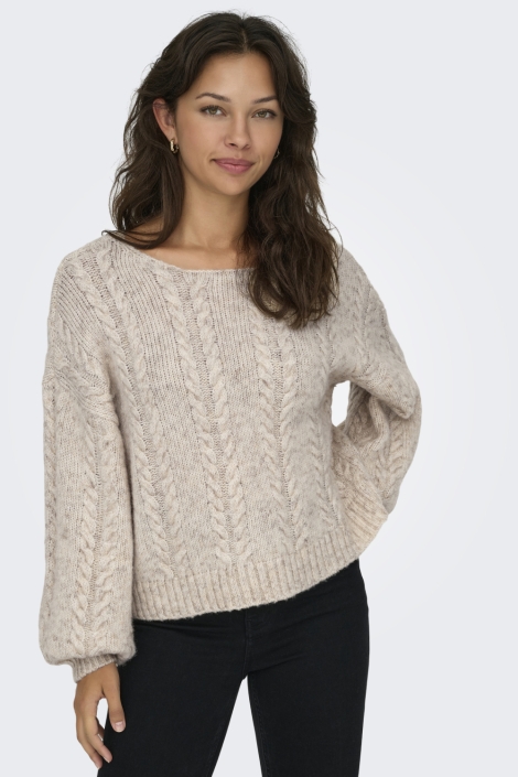 Only ecru dames trui | Model vooraanzicht