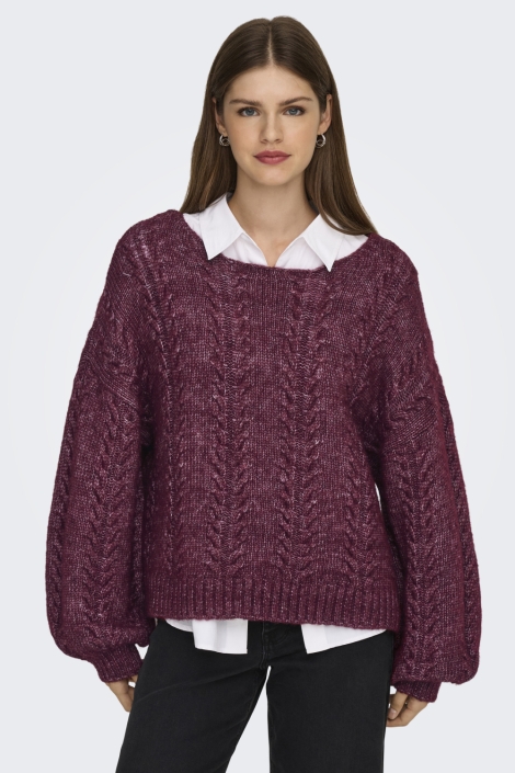 Only bordeaux dames trui | Model vooraanzicht
