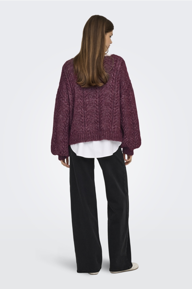 Only bordeaux dames trui | Model achteraanzicht