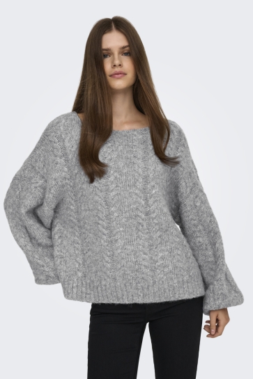 Only Trui ONLIDA LIFE LS CABLE WIDE-NECK CC K 15351100 Light Grey Melange