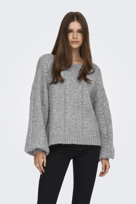 Only grijze dames trui | Model vooraanzicht
