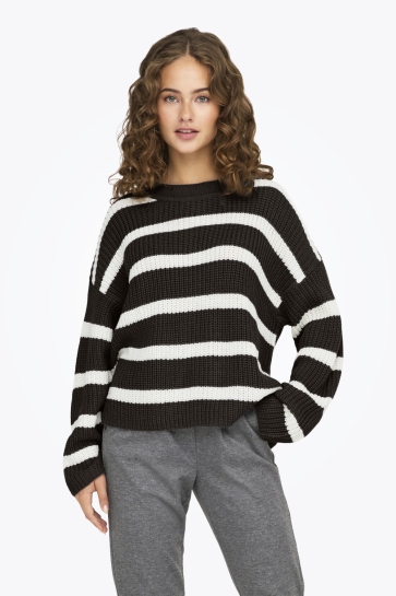 Jacqueline de Yong Trui JDYJUSTY L/S STRIPE PULLOVER KNT NO 15264902 Chocolate Torte/EGGNOG
