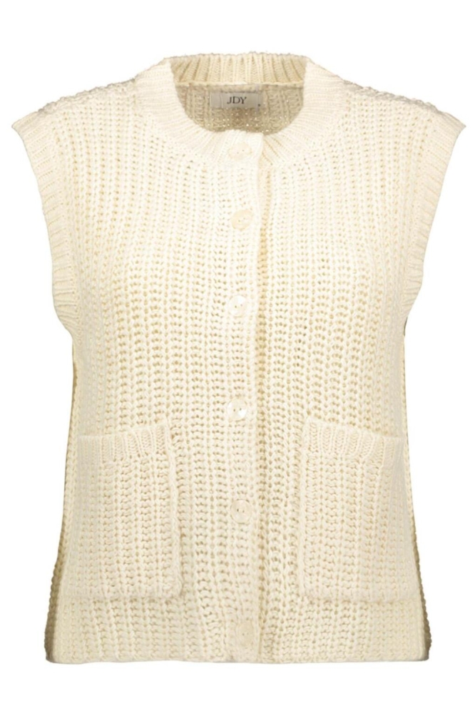 Jacqueline de Yong beige dames gilet | Vooraanzicht