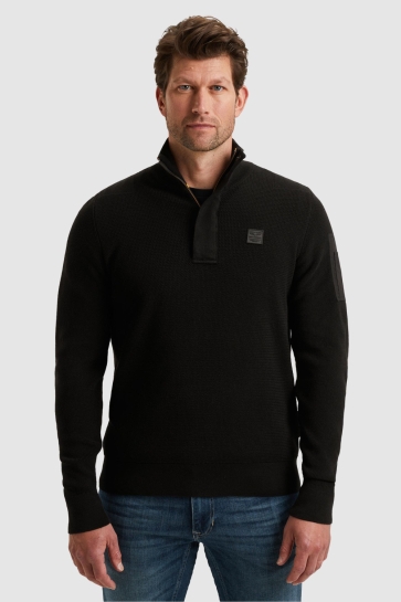 PME legend half zip collar cotton knit Zwart