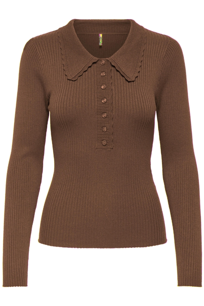 Jacqueline de Yong bruine dames trui | Model vooraanzicht