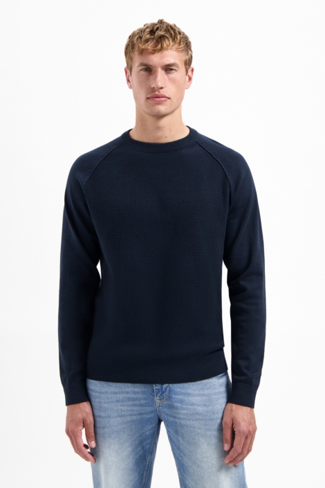 NO-EXCESS blauwe heren trui | Model vooraanzicht