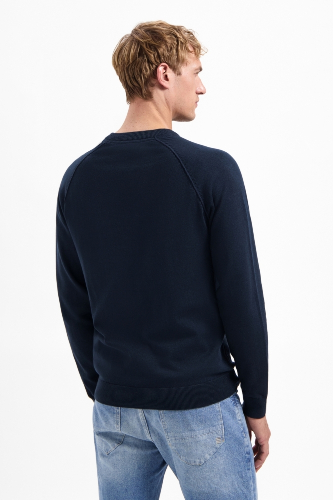 NO-EXCESS blauwe heren trui | Model achteraanzicht