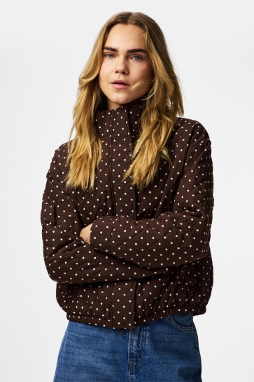 Pieces PCFAMILLA QUILTED BOMBER JACKET 17167199 CHICORY COFFEE/DOTS