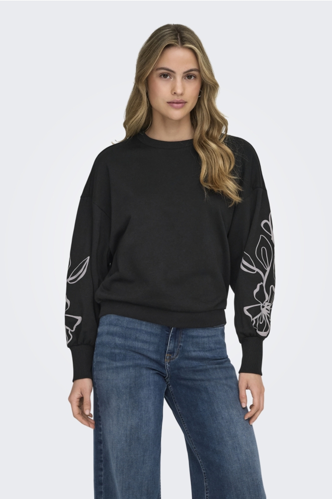 Only zwarte dames sweater | Model vooraanzicht