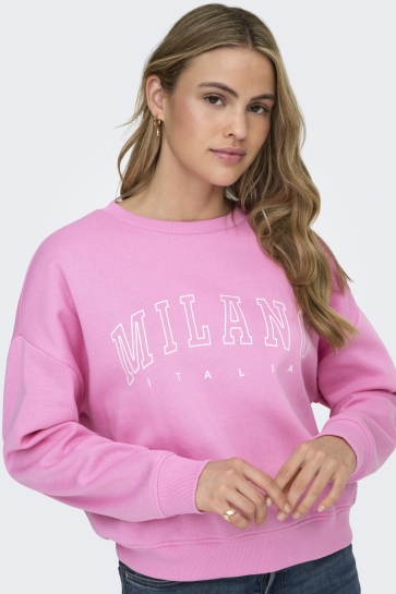 Only onlsweat life l/s crew o.size state Roze