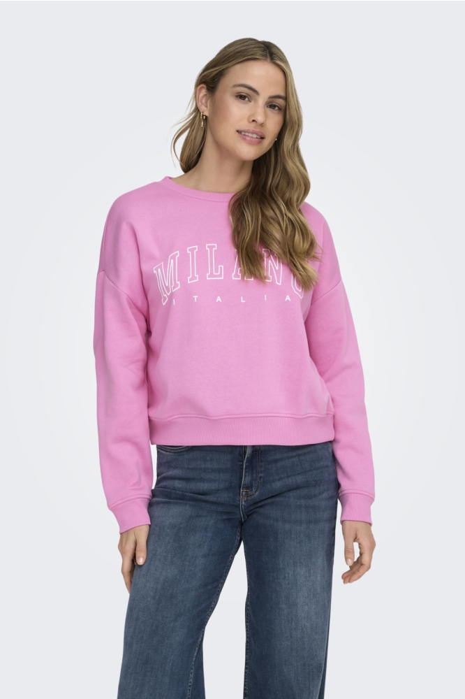 Only roze dames sweater | Model vooraanzicht