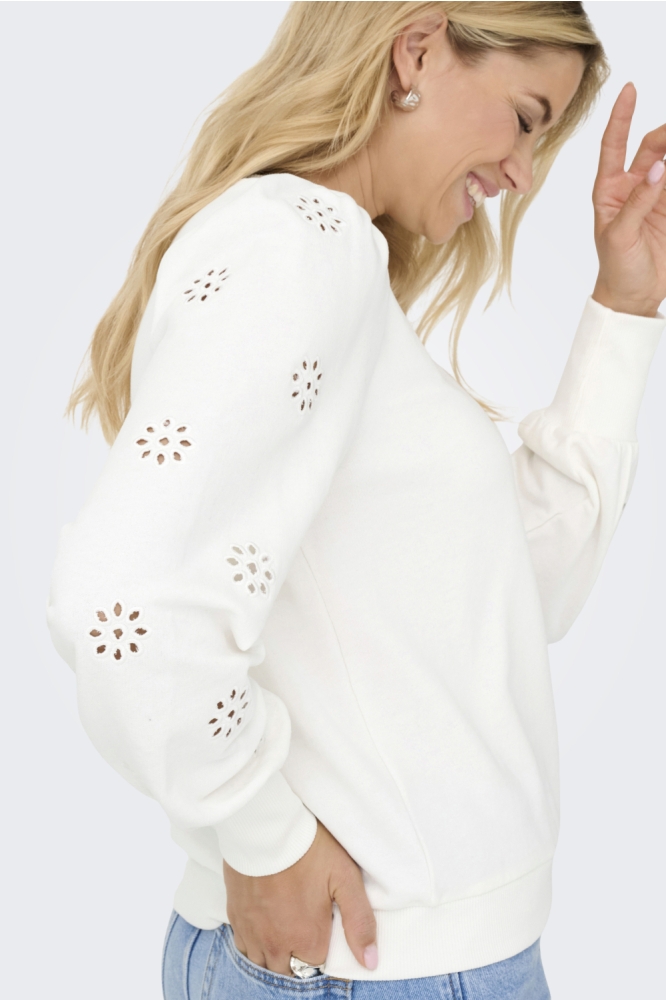 Only witte dames sweater | Model zijaanzicht