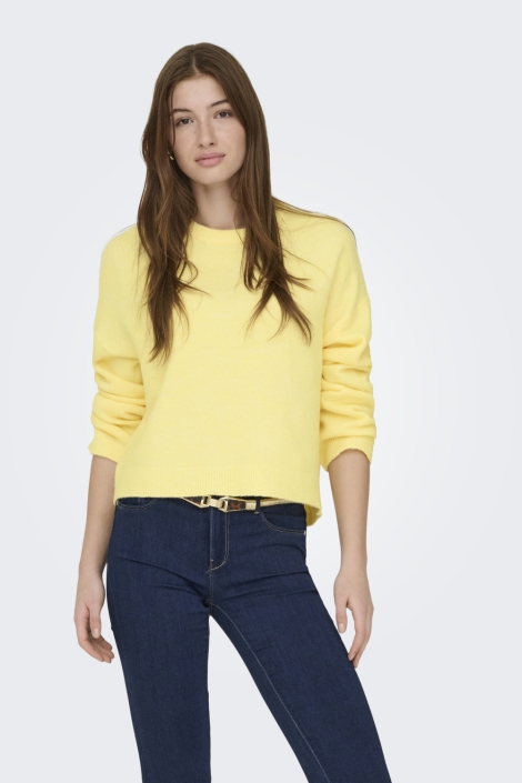 Only gele dames trui | Model vooraanzicht