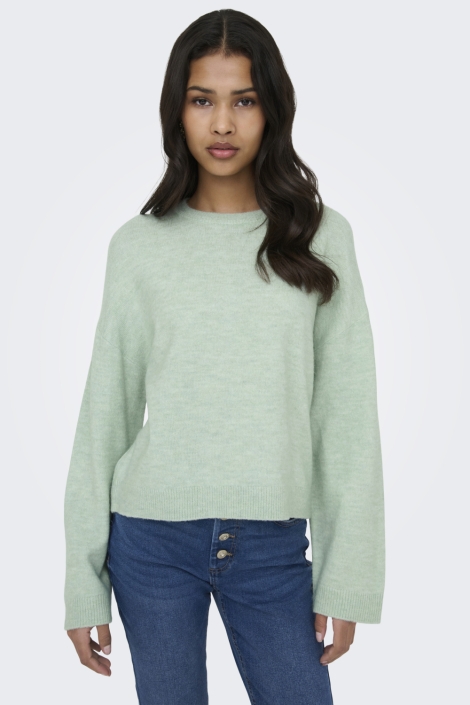 Only groene dames trui | Model vooraanzicht