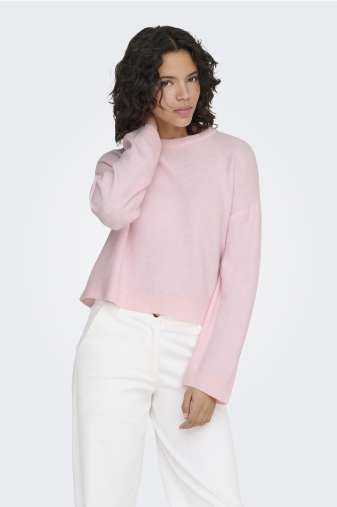 Only roze dames sweater | Model vooraanzicht