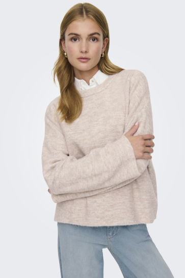 Only onlsimoni l/s o-neck pullover knt n Beige