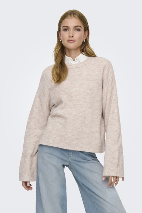 Only beige dames trui | Model vooraanzicht