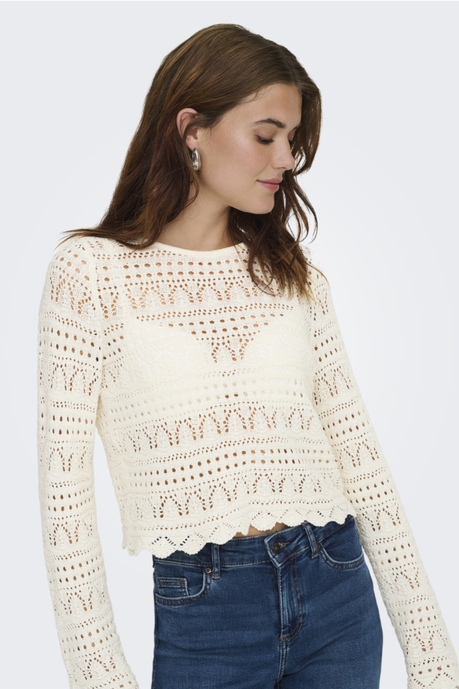 Only beige dames trui | Model vooraanzicht