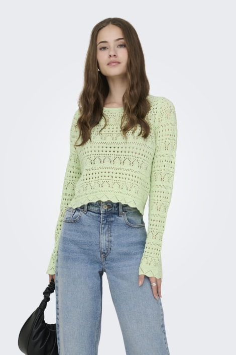 Only groene dames trui | Model vooraanzicht