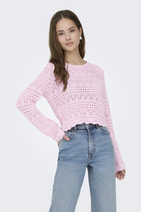 Only roze dames trui | Model vooraanzicht