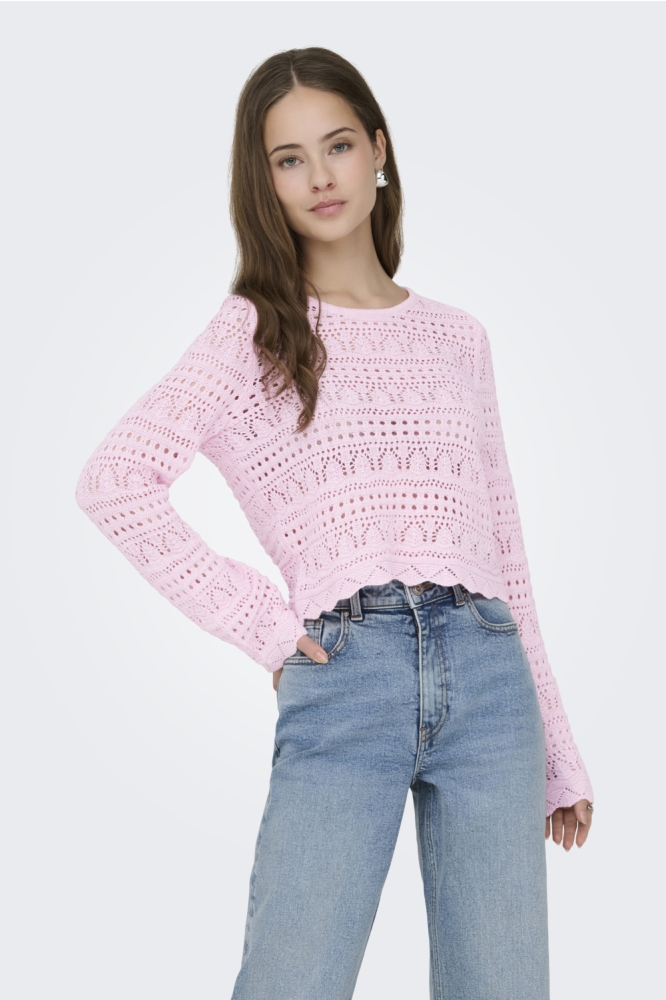 Only roze dames trui | Model vooraanzicht